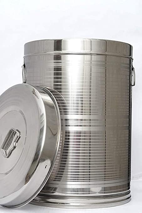 Steel Heavy Gauge Ration Atta Dabba Drum with Lid & Side Handle