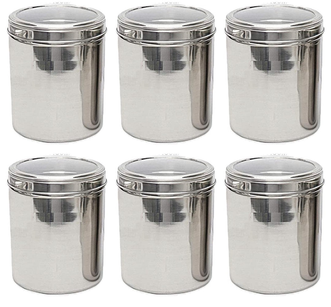 6 Pcs Stainless Steel Multipurpose Container Set with See Thru Lid 7"