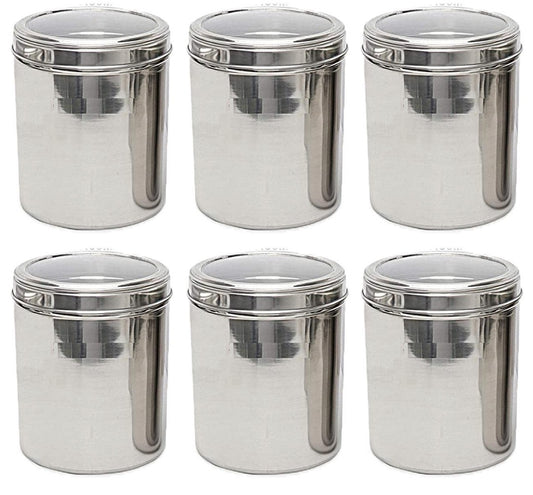6 Pcs Stainless Steel Multipurpose Container Set with See Thru Lid 7"